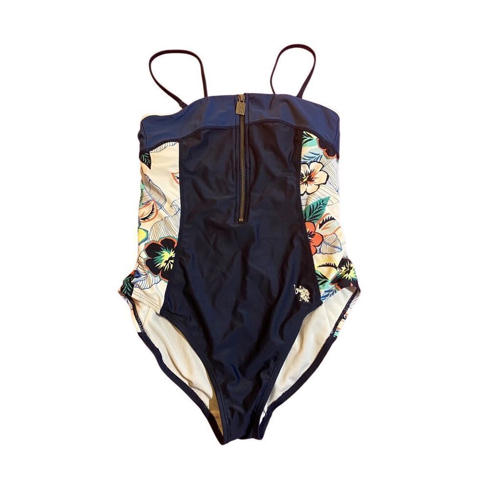 US polo women’s one piece, blue floral, swimsuit, size medium